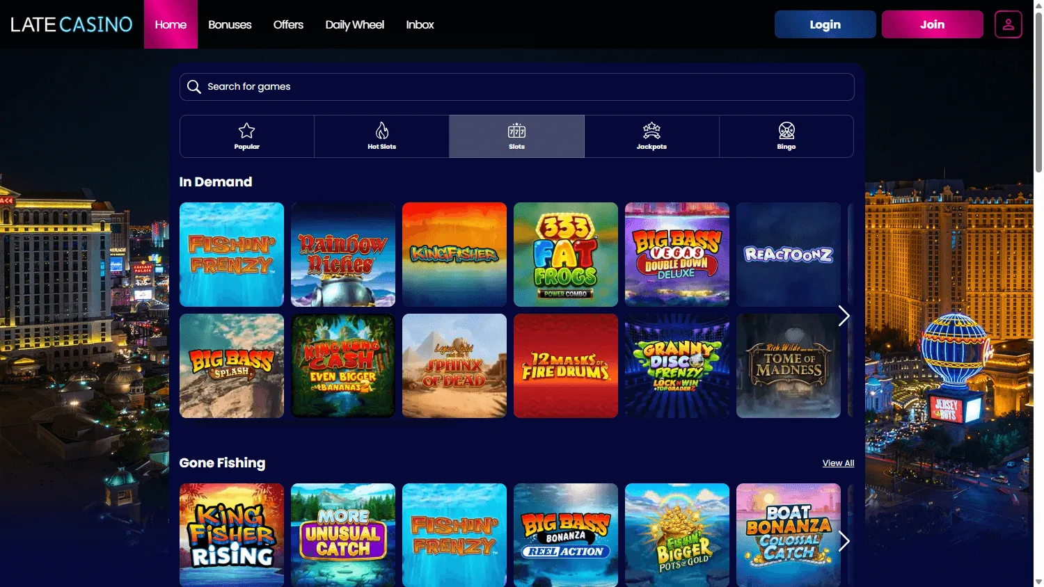 Sg Casino games area on a desktop screen
